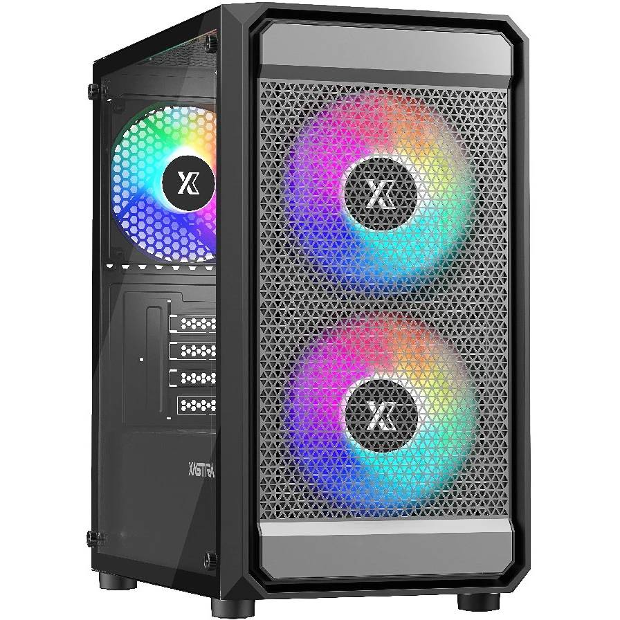 Корпус XASTRA A303M 3FRGB Black (A303M-2FC14F-1FC12F), без БП, mATX