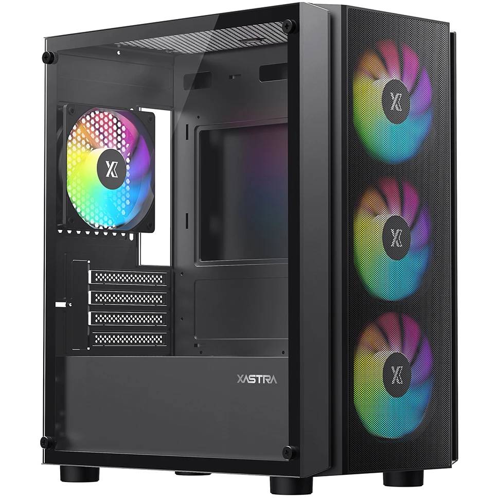 Корпус XASTRA A402M 4ARGB-C6 Black (A402M-4FC12A-BK-C6), без БП, mATX