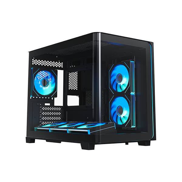 Корпус XASTRA QR600M 6ARGB C10-UC Black (QR600M-6FM12A-C10-UC-L), без БП, mATX