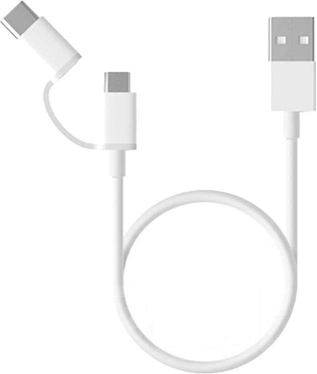 Кабель USB2.0 (M) - microUSB2.0 + USB2.0 Type-C (M), 0.3м, Xiaomi SJV4083TY, White