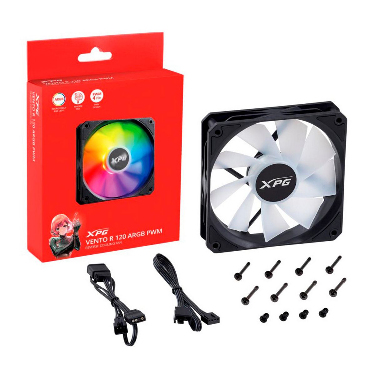 Вентилятор 12x12см XPG VENTO R 120 ARGB PWM, черный VENTOR120ARGBPWM-BKCWW