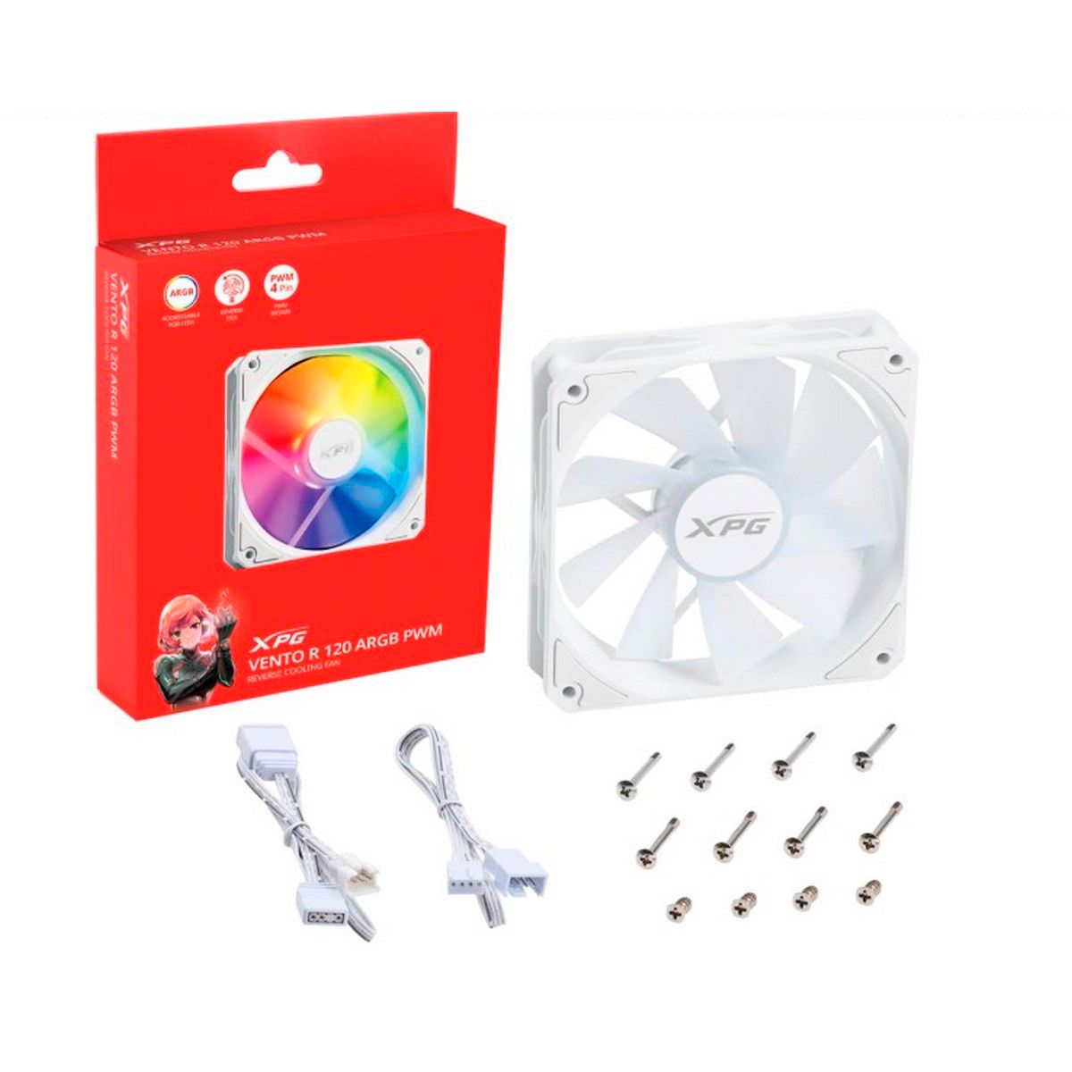 Вентилятор 12x12см XPG VENTO R 120 ARGB PWM, белый VENTOR120ARGBPWM-WHCWW