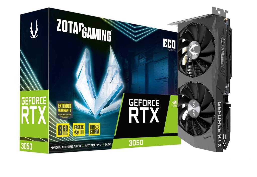 Видеокарта GeForce RTX 3050, 8Gb GDDR6 128bit, Zotac RTX3050 ECO ZT-A30500K-10M, RTL