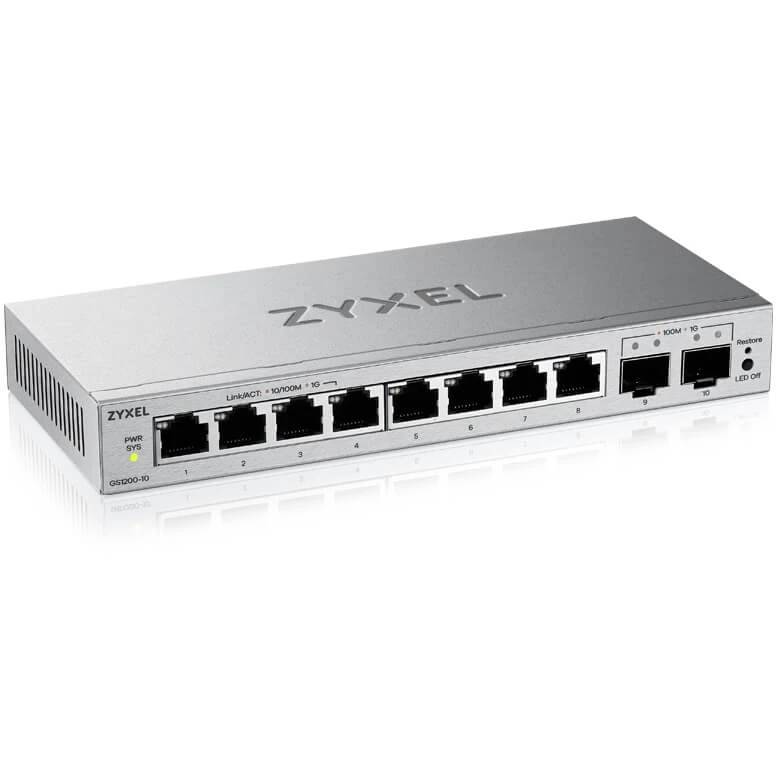 Коммутатор ZyXEL GS1200-10v3, 8xLAN 1Gbps, 2xSFP