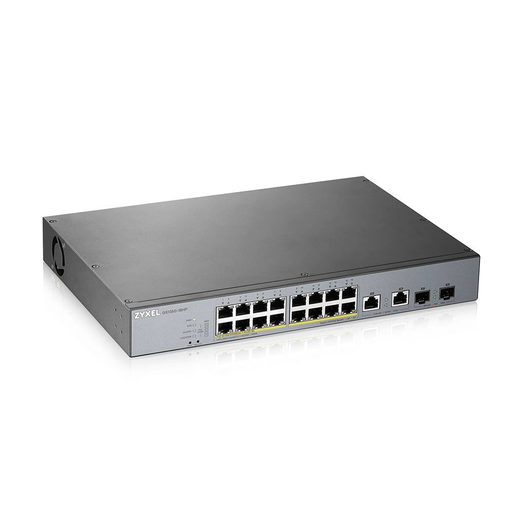 Коммутатор ZyXEL GS1350-18HP-EU0101F, 16xLAN 1GBbps, 2xSFP, PoE+