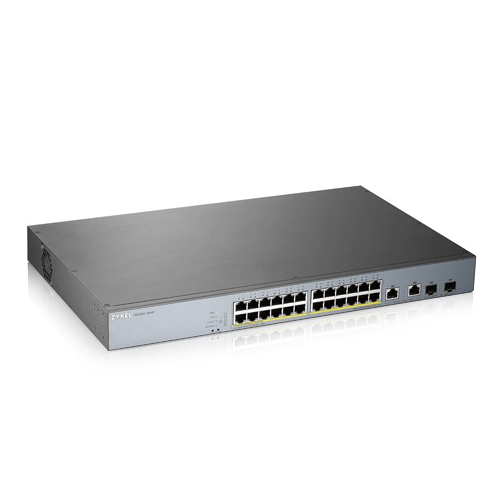 Коммутатор ZyXEL GS1350-26HP-EU0101F, 24xLAN 1GBbps, 2xSFP, PoE+