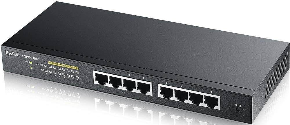Коммутатор ZyXEL GS1900-8HP-EU0103F, 8xLAN 1Gbps, PoE