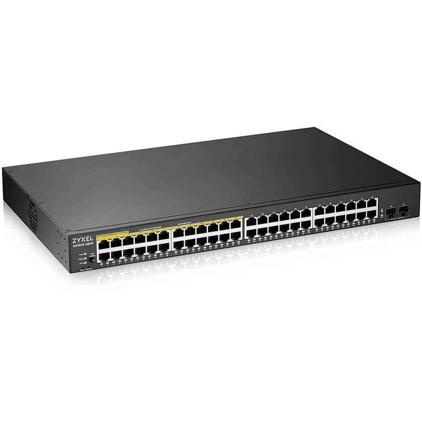 Коммутатор ZyXEL GS1900-48HP V2 (GS190048HPV2-EU0101F), 48xLAN 1Gbps, 2xSFP, PoE+