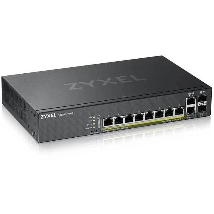 Коммутатор Zyxel GS2200-10HP, 8xLAN 1Gbps, 2xCombo (1Gbps/SFP), PoE